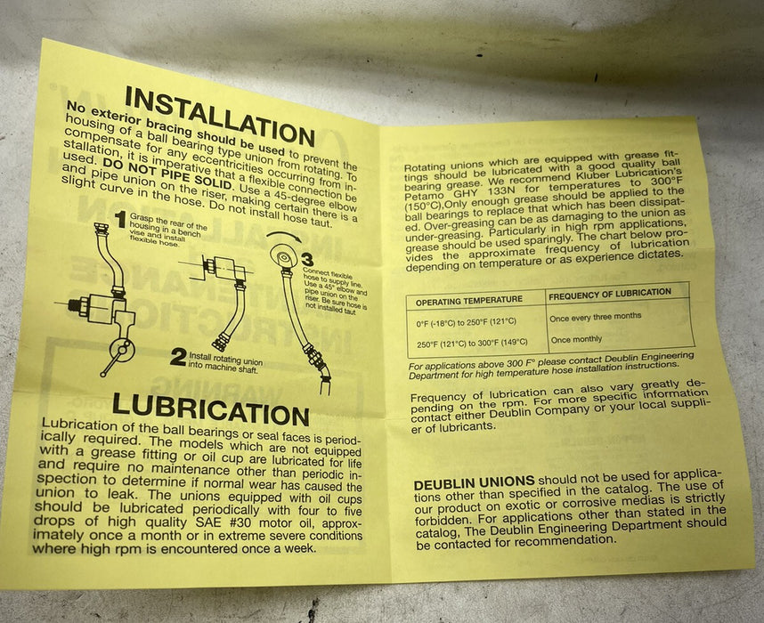 NEW DEUBLIN 1115-319 ROTATING UNION W/ HOSE AND FITTING M029720