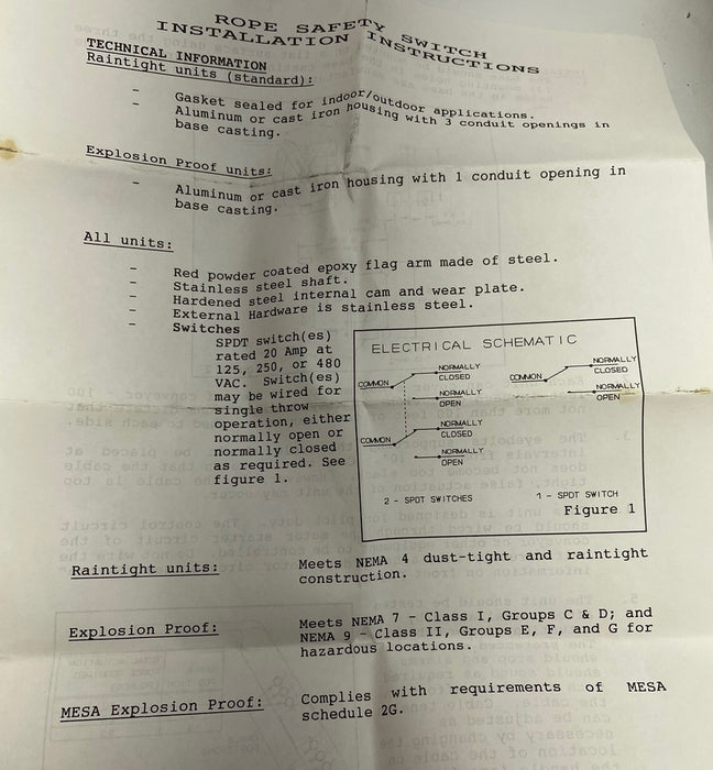 NEW RS-2 CONVEYOR COMPONENTS CABLE PULL ROPE LANYARD E-STOP SWITCH EMERGENCY CCC