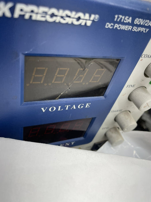 FINE ADJUST ISSUE DBK PRECISION 1715A 60V / 2 AMP DC POWER SUPPLY DISPLAY CRACK