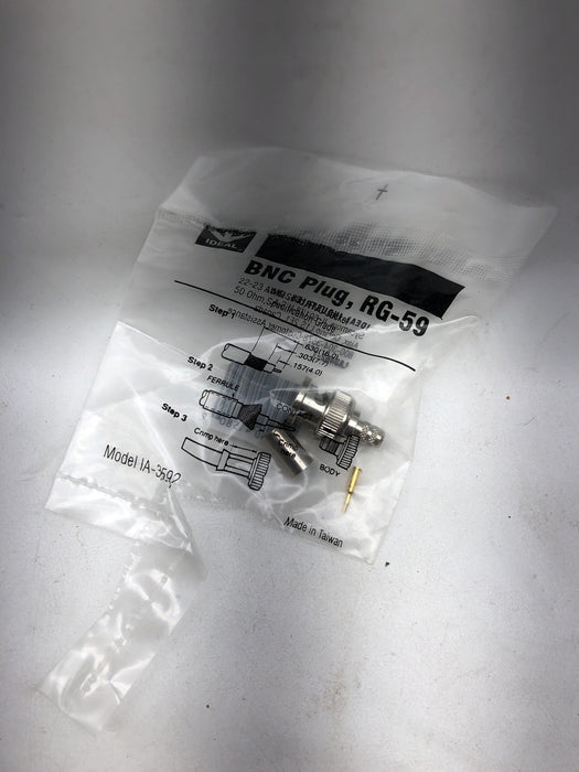 4 NEW IDEAL BNC CRIMP ON BNC CONNECTORS RG-59 22-23 AWG 50 OHM GRADE IA-3592