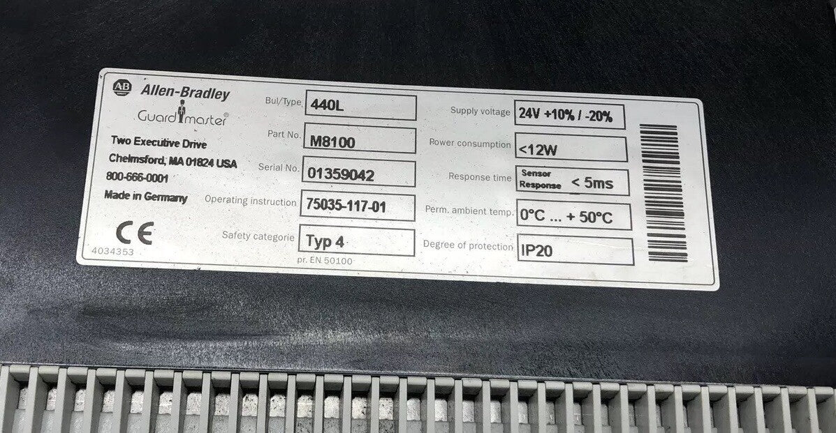 NEW ALLEN-BRADLEY 440L-M8100 SAFETY LIGHT CURTAIN MODULE 24VDC 440L  M8100