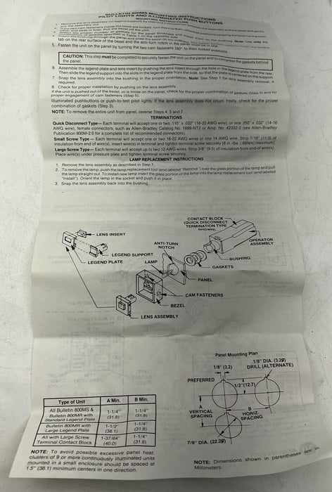 New In Box Allen Bradley 800MR-P16R SER D PILOT LIGHT SMALL RED CAP 120VAC XFMER