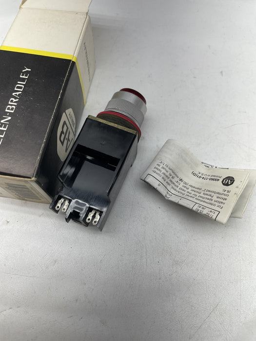 New In Box Allen Bradley 800MR-P16R SER D PILOT LIGHT SMALL RED CAP 120VAC XFMER