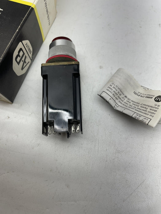 New In Box Allen Bradley 800MR-P16R SER D PILOT LIGHT SMALL RED CAP 120VAC XFMER