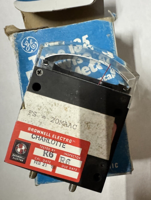 TYPE 185 EDGEWISE PANEL METER BROWNELL ELECTRO GE 0-150 PERCENT LOAD FS=20MMAC