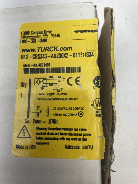 NEW TURCK INDUCT CYLINDER POSITION SENSOR BI 2-CRS343-ADZ30X2-B113/S34 4271493
