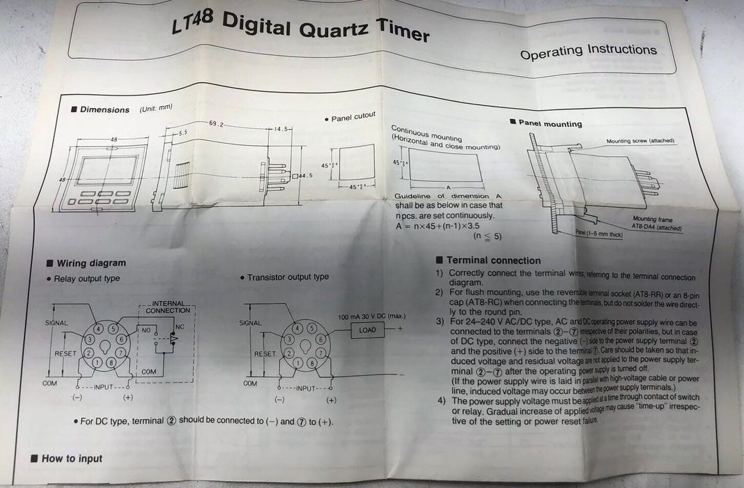 NEW LT48T-24-240V LT48 DIGITAL QUARTZ TIMER NAIS BY AROMAT ATL410798 ATL4107