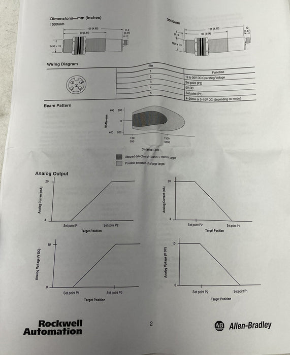 NEW ALLEN BRADLEY 873P-DCAC2S-D5 ULTRASONIC PROXIMITY SENSOR PNP X 2 19-30VDC