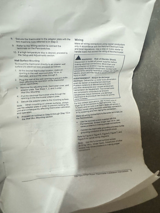 NEW PENN T25A-1C  THERMOSTAT 2 STAGE ROOM THERMOSTAT 40-90 DEG F