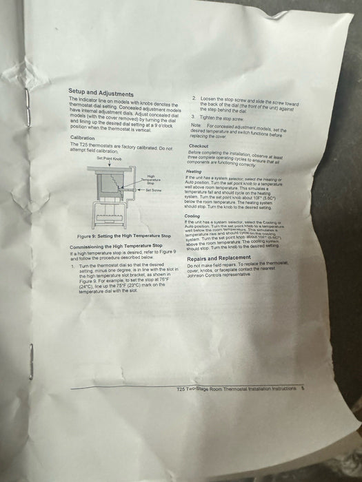 NEW PENN T25A-1C  THERMOSTAT 2 STAGE ROOM THERMOSTAT 40-90 DEG F