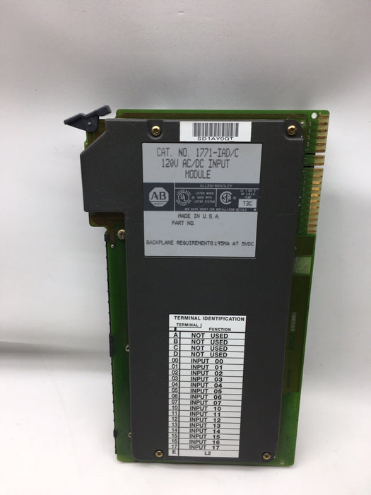 ALLEN BRADLEY 1771-IAD/C 120V AC/DC INPUT MODULE