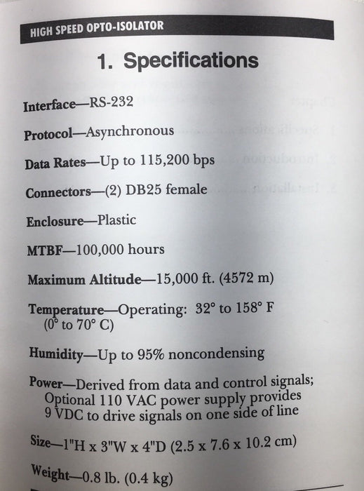 SP340A NEW IN ORIG PACKAGING BLACK BOX HIGH SPEED OPTO-ISOLATOR