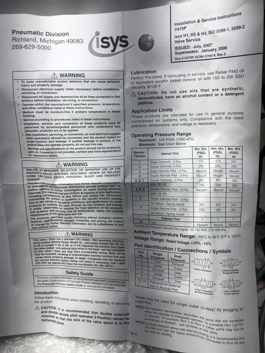 H32VXBH023C NEW PARKER  120VAC SOLENOID VALVE H32VXBH023C