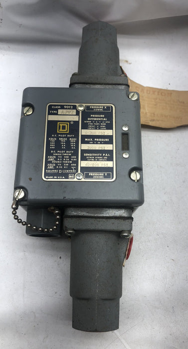 NEW 9012 AJW3 INDUSTRIAL PRESSURE SWITCH ADJUST DIFFERENTIAL 0-300 PSI