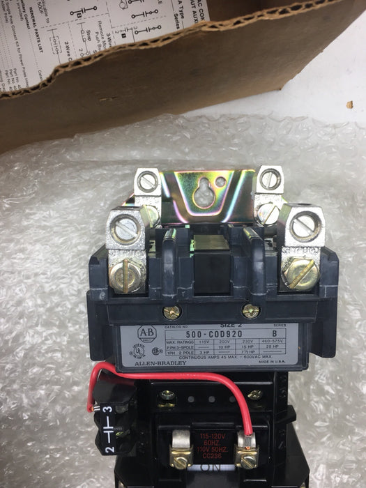 500-C0D920 New Allen Bradley Contactor 500-COD920 QTY