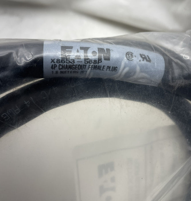 BRAND NEW FACTORY SEALED X8653-568P EATON 4P CHANGEOUT FEMALE PLUG 1.8 METER