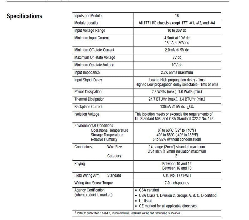 NEW 1771-IBD ALLEN-BRADLEY 1771IBD/B INPUT MODULE 10 - 30 VDC SERIES B  NIB
