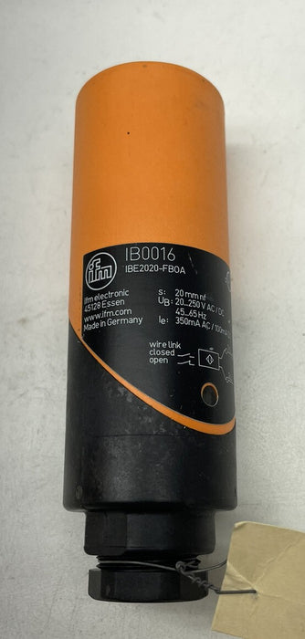 NEW IFM EFECTOR IB016 / IBE2020-FBOA 20MM SENSING DIST 20-250 VAC/DC WIRE LINK