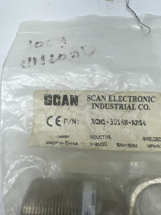 NEW SCAN ECM1-3016N-ARS4 SCAN INDUCTIVE PROXIMITY SENSOR SHIELDED DC Sn=16mm NPN