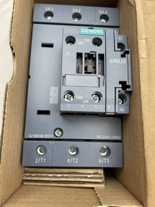 NEW SIEMENS 3RT2046-1AK60 MOTOR CONTACTOR 120V COIL AC-3 45KW 1 n.o 1 n.c