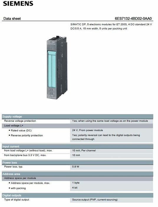 NEW SEALED 2015 6ES7132-4BD02-0AA0 SIEMENS SIMATIC ET 200S DIGITAL INPUT MODULE
