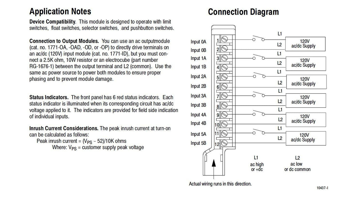 NEW Allen Bradley 1771-ID A Isolated 120V AC Input Module