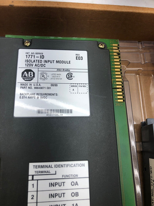 NEW Allen Bradley 1771-ID A Isolated 120V AC Input Module