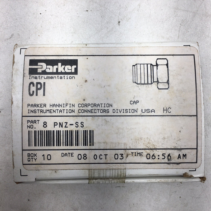 NEW BOX OF 10 PCS PARKER CPI 8 PNZ-SS 1/2" CAP / PLUG 8-PNZ-SS SEALED