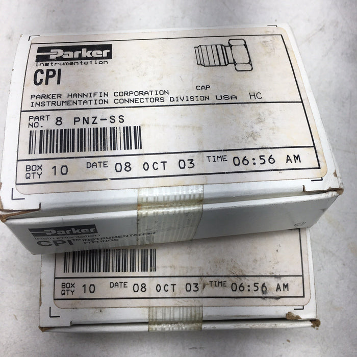 NEW BOX OF 10 PCS PARKER CPI 8 PNZ-SS 1/2" CAP / PLUG 8-PNZ-SS SEALED