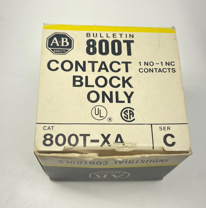 QTY 1 NEW ALLEN BRADLEY 800T-XA /C  CONTACT BLOCK 1 NC 1 NO