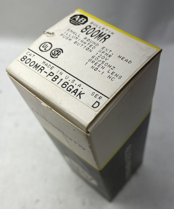 NEW Allen Bradley 800MR-PB16GAK SMALL ROUND ILLUMINATE PUSHBUTTON GREEN EXT HEAD
