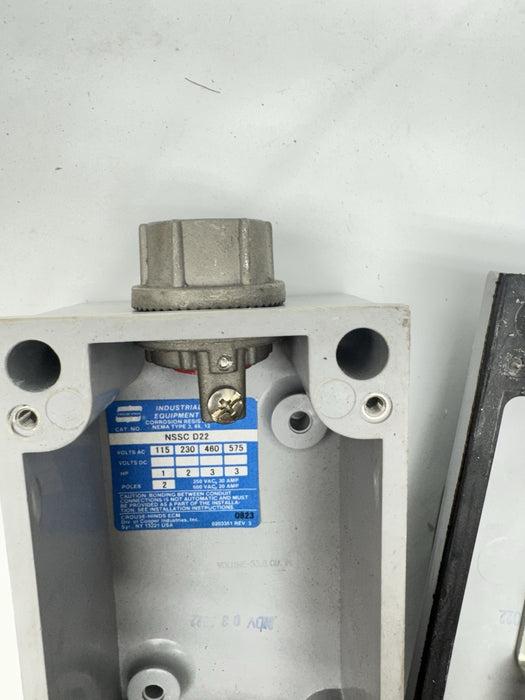 MISSING CONTACTOR  NSSC D22 EATON CROUSE HINDS  KRYDON FIBERGLASS ENC 3/4"