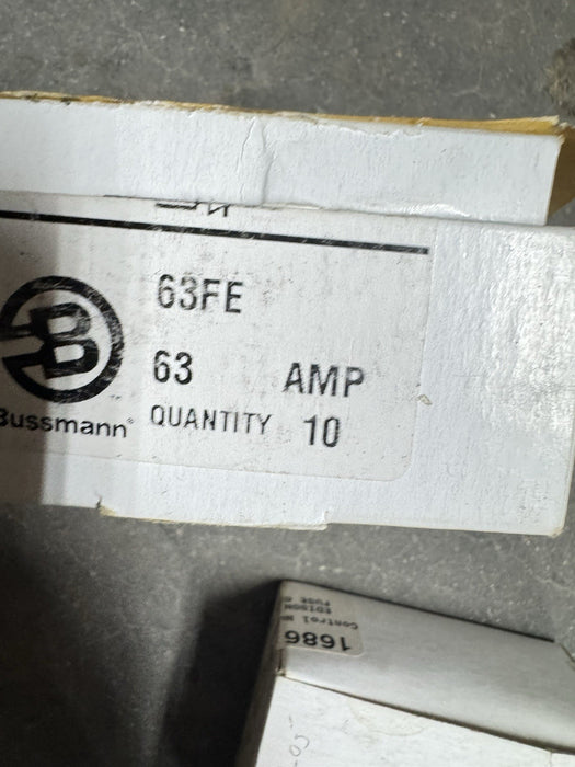 NEW PACKAGE OF 10 BUSSMAN 63 AMP RECTIFIER FUSE 63FE