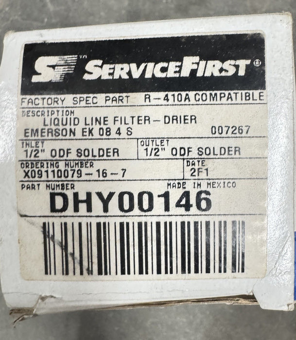 New Liquid Line Filter-Drier Emerson DHY00146    1/2" ODF SOLDER