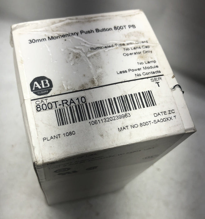 NEW ALLEN-BRADLEY 800T-RA10 ILLUMINATED PUSH BUTTON NO LENS W/ GUARD,800-XA