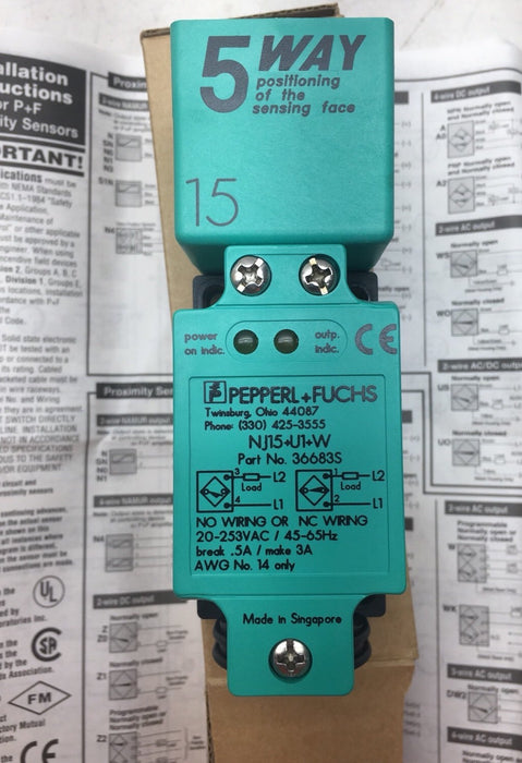 NEW PEPPERL+FUCHS NJ15+U1+W NJ15U1W PN 36683 PROXIMITY SWITCH NIB NJ15