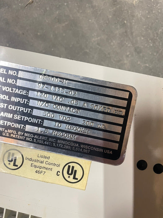 GP500-M MEG ALERT NEW  UNUSED AUTOMATIC INSULLATION TESTER 500VDC OUT 1.5M TRIP