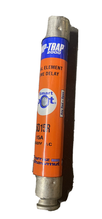 Ferraz Shawmut A6D15R SMART SPOT FUSE  600V Ac AMP-TRAP TIME DELAY DUAL ELEMENT