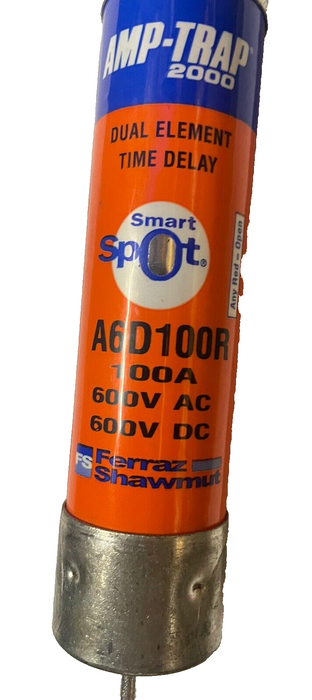 Qty 1 Amp-trap 2000 Dial Element Time Delay 100A 600V AC / DC A6D100R SMART SPOT