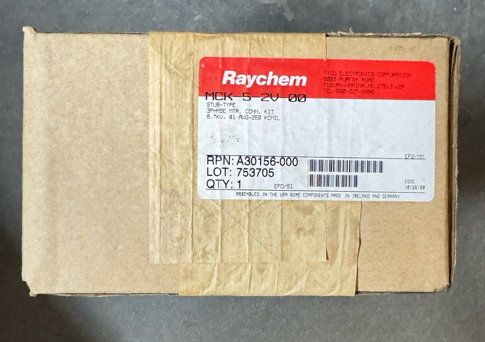 RAYCHEM 8.7KV 3 PHASE MOTOR CONNECTION KIT P/N: MCK-5-2V-00 #1 TO 250 KCMIL STUB