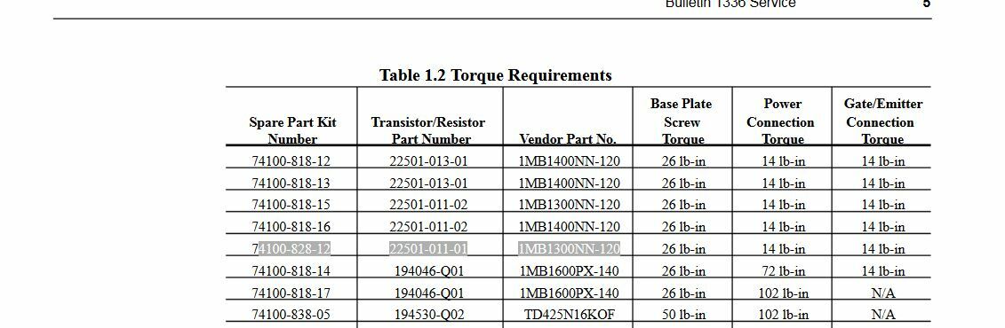 NEW ALLEN BRADLEY 1336-QOUT-SP12B TRANSISTOR ASSY 1336STG 60-75HP 460VAC NIB