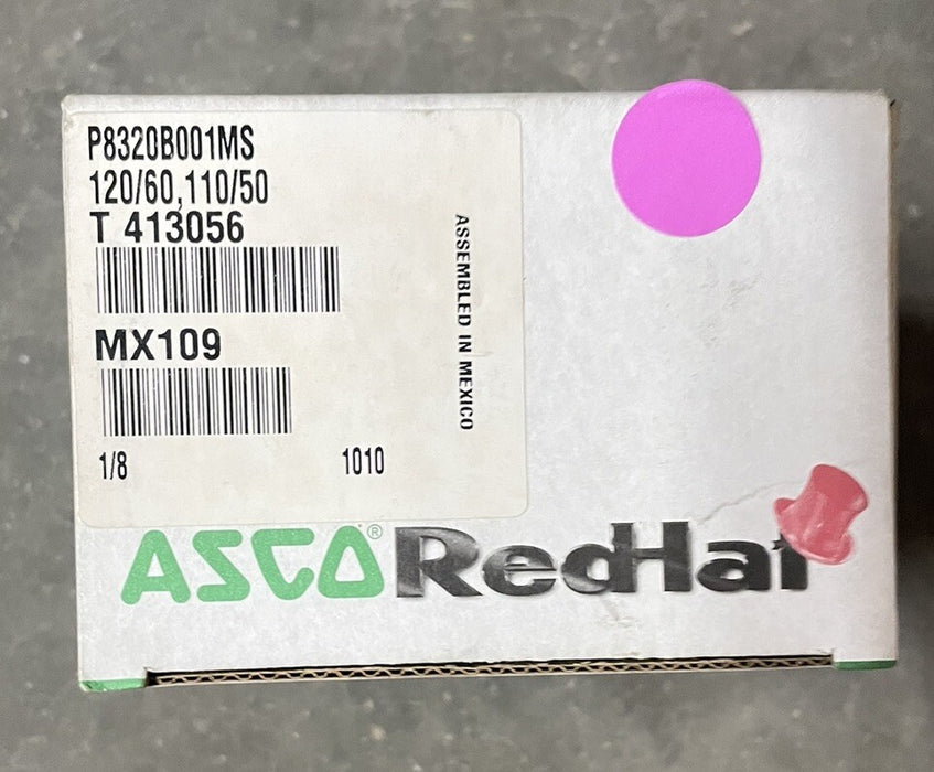 NEW ASCO REDHAT 120V 2 WAY1/8" SOLENOID VALVE P8320B001M T 41305 MX 109
