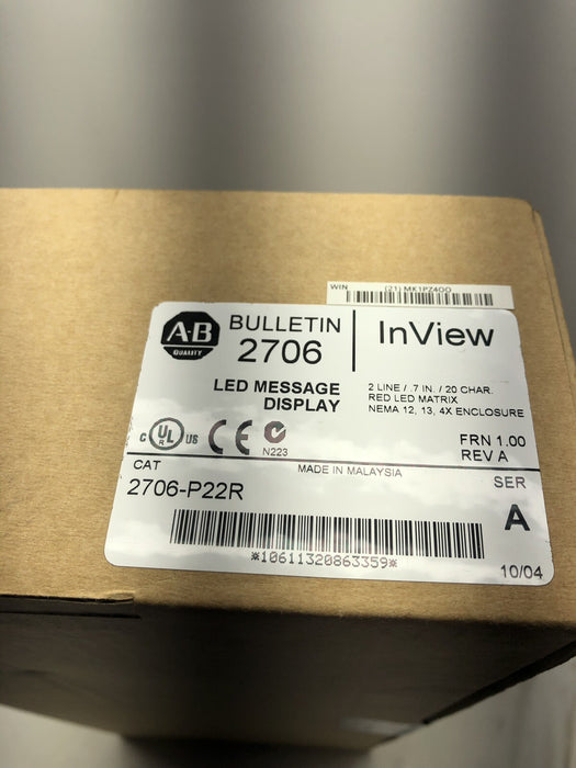 2706-P22R NEW SEALED ALLEN-BRADLEY INVIEW MESSAGE LED DISPLAY