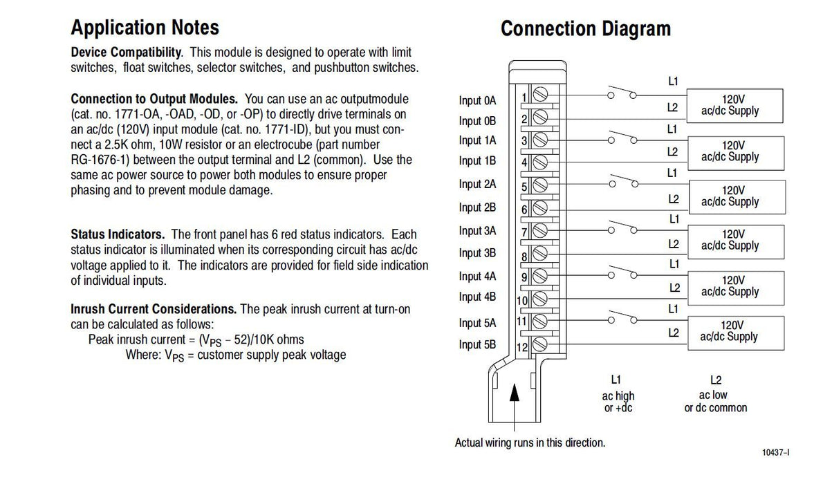 NEW Allen Bradley 1771-ID A Isolated 120V AC Input Module
