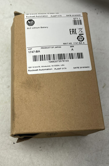 NEW 2019 1747-BA SLC LITHIUM BATTERY ALLEN BRADLEY PLC BACKUP BATTERY