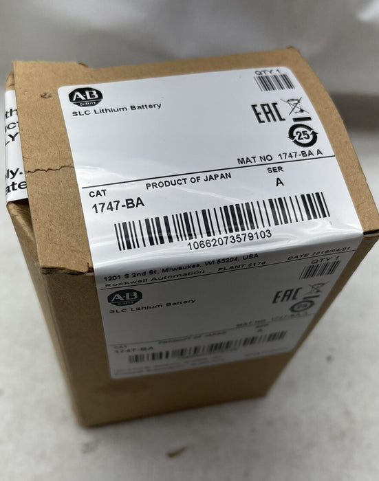 NEW 2019 1747-BA SLC LITHIUM BATTERY ALLEN BRADLEY PLC BACKUP BATTERY