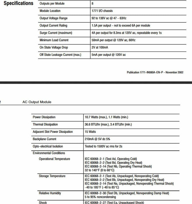 NEW ALLEN-BRADLEY 1771OA / 1771-OA AC PLC OUTPUT MODULE 8 CHANNEL 1771 plc-5