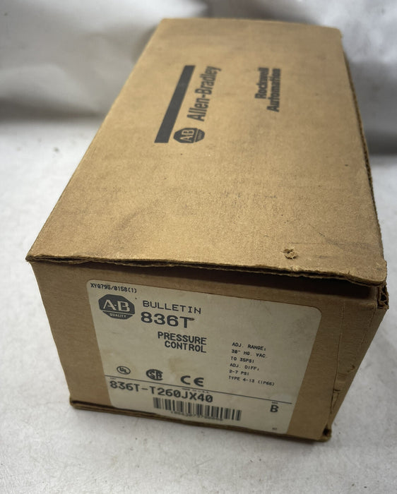 NEW 836T-T260JX40 SER B ALLEN BRADLEY 185680 836T PRESSURE CONTROL SWITCH VACUUM
