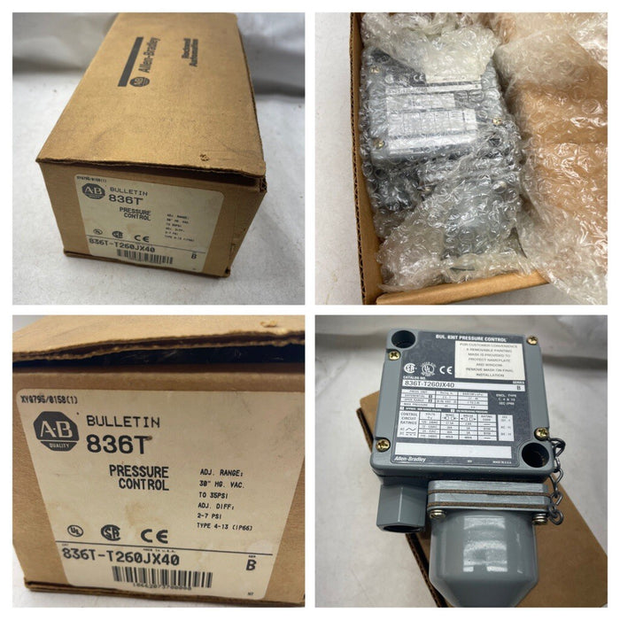 NEW 836T-T260JX40 SER B ALLEN BRADLEY 185680 836T PRESSURE CONTROL SWITCH VACUUM