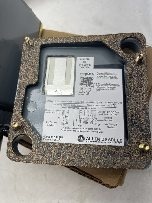 NEW 836T-T260JX40 SER B ALLEN BRADLEY 185680 836T PRESSURE CONTROL SWITCH VACUUM